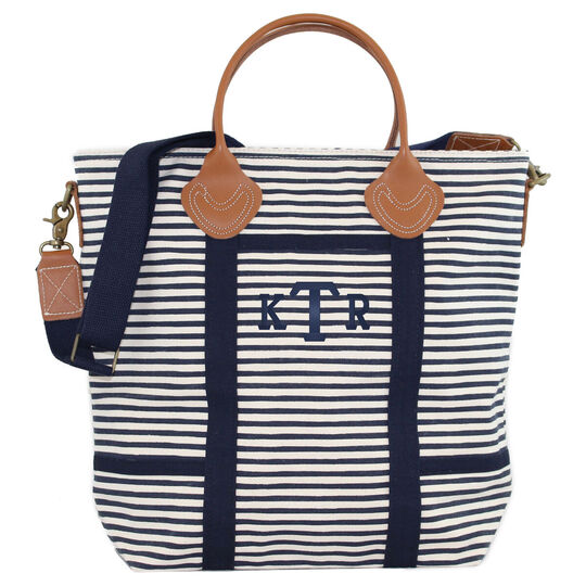 Personalized Navy Stripe Flight Bag